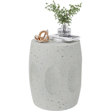 Table d’Appoint Design Blanc Marbre Rond Table Basse Salon Moderne et Scandinave pour Chambre Balcon - 34x34x46cm