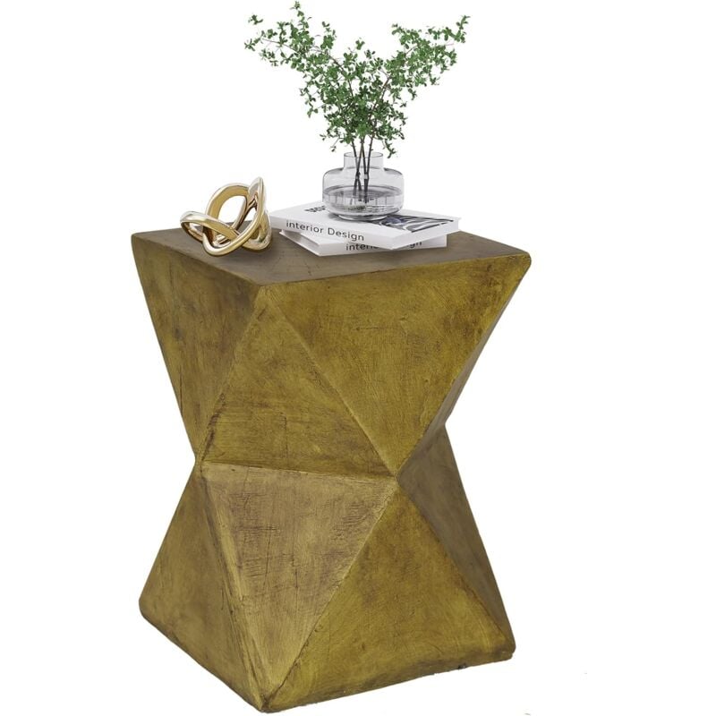 Unho - Table d'Appoint Design Bois Bout de Canapé de Salon Carré Béton Léger Guéridon Style Moderne - 45x31x31cm M2