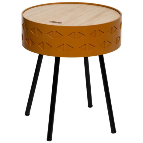 Table d'Appoint Design Coffre "Shiro" 45cm Moutarde