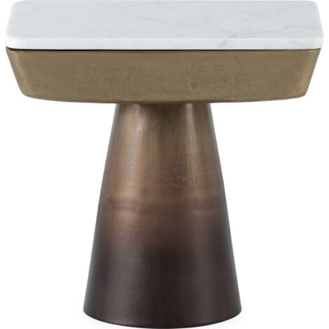 Table d'Appoint Design Doré et Marbre Blanc - Doré antique et marbre de Baswarra