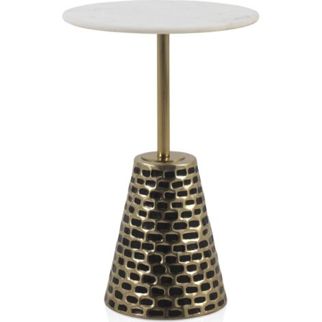 Table d'appoint design doré et marbre blanc élégance contemporaine - doré antique et marbre blanc