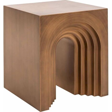 Table d'appoint design en métal doré effet brossé - doré brossé élégant