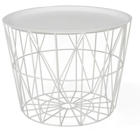 Table d'Appoint Design "Filaire" 52cm Blanc