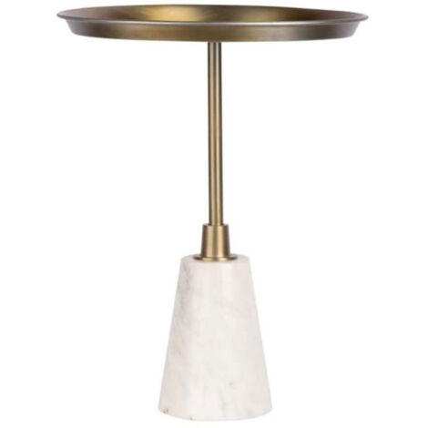 Table d'Appoint Design "Grant" 51cm Blanc & Or