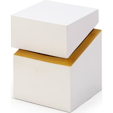 table d'appoint design métal blanc doré style contemporain chic - blanc et doré contemporain