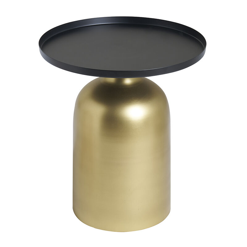 Miliboo - Table d'appoint design ronde en métal doré et plateau noir mat ramses