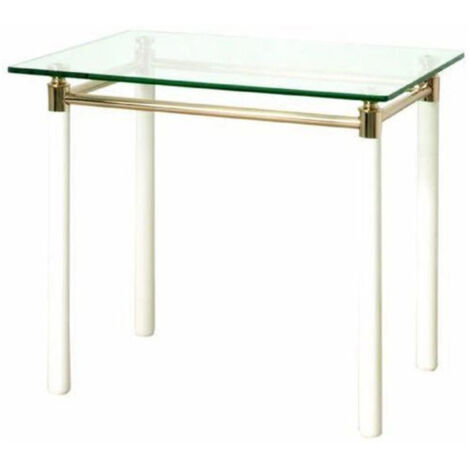 Table d'Appoint Design "Ruben" 60cm Blanc & Or