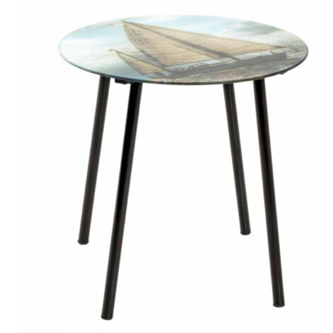 Table d'Appoint Design "Voilier" 41cm Noir & Bleu