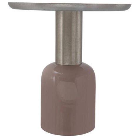 Table d'Appoint Design "Yeza" 49cm Vieux Rose & Argent