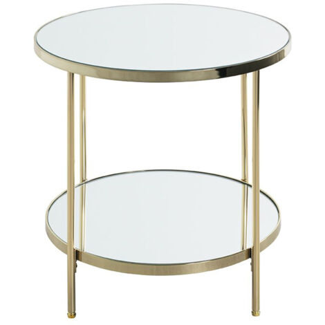 Table d'appoint doré en métal coloris doré et verre -diamètre 45 x hauteur 46 cm
