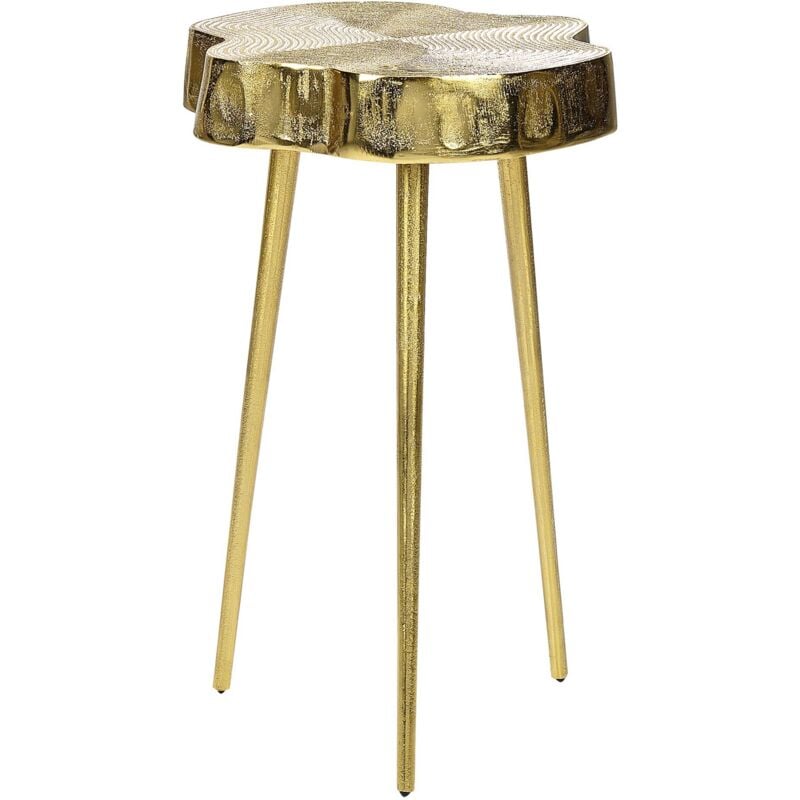 Table d'Appoint Dorée en Métal Finition Brillante Trépied Plateau Irrégulier Taupo