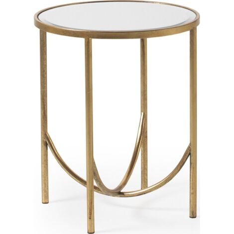 Table dappoint dorée en métal au plateau miroir élégant - doré miroir vieilli