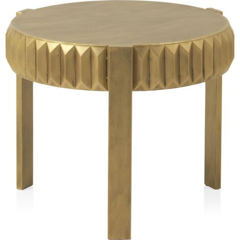 Table d'appoint dorée en métal finition vieilli design élégant - doré finition vieilli