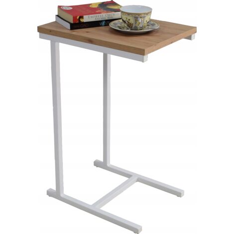 Table d'appoint ECO en profils de chêne artisanal blanc mat