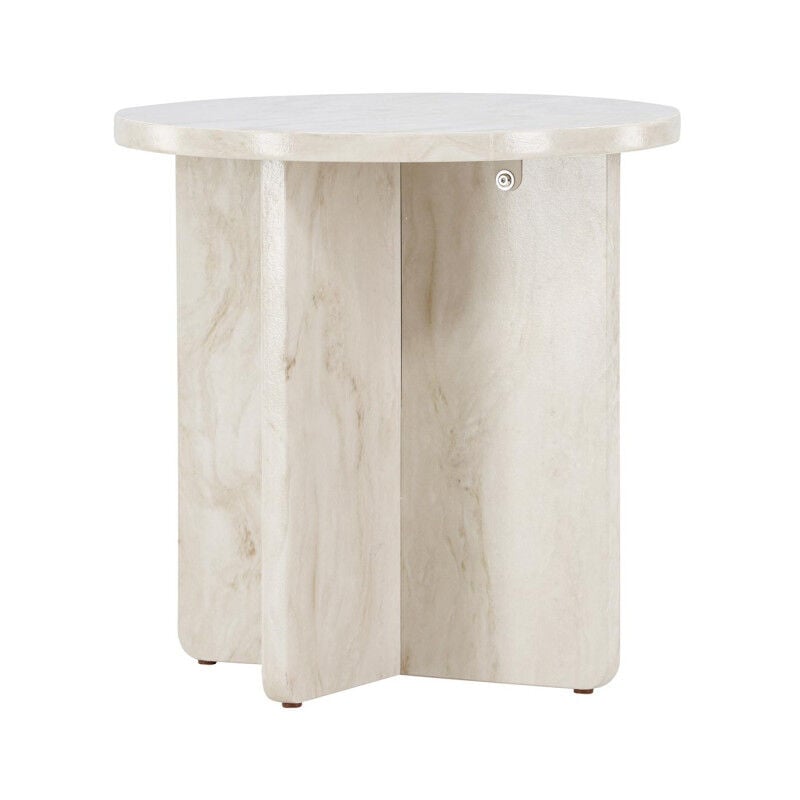Table d'Appoint Effet Marbre "Alesund" 50cm Beige