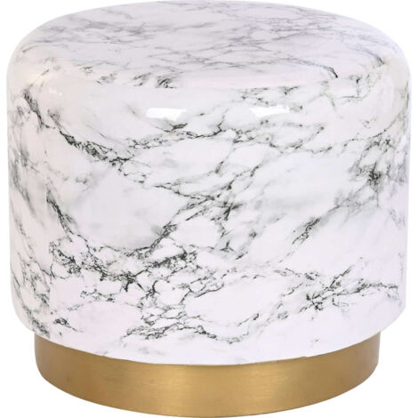 Table d'appoint effet marbre blanc et chic touche dorée - Effet marbre blanc avec base dorée
