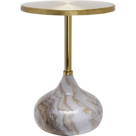 Table d'appoint effet marbre et doré design élégant - marbre beige et doré élégant