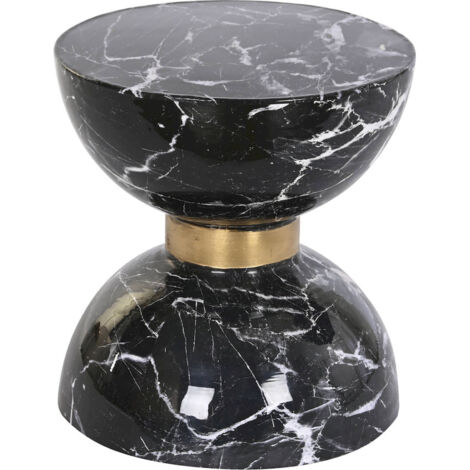 Table d'appoint effet marbre noir élégance chic - Effet marbre noir avec touches dorées