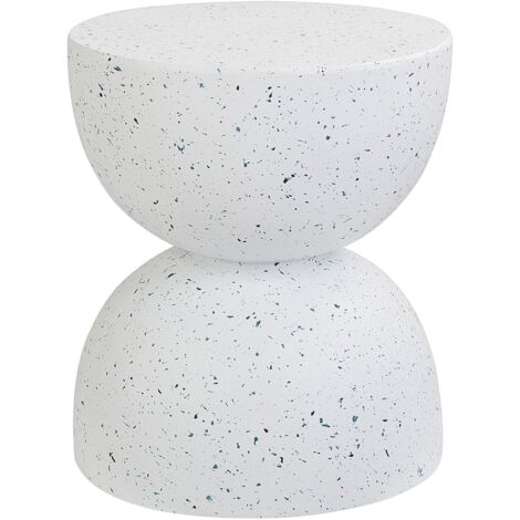 Table d'Appoint Effet Marbre Ronde Forme Sablier Résistant aux UV et aux Taches Blanche Caoria