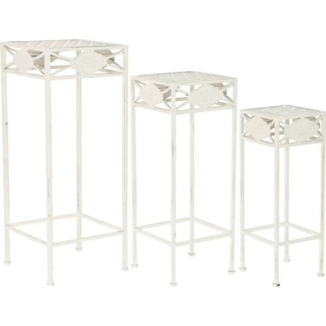 Table d'appoint élégante en métal pour extérieur - Blanc pur élégant