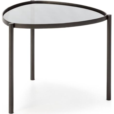 Table d'appoint élégante métal et verre noir design moderne - noir métal et verre transparent
