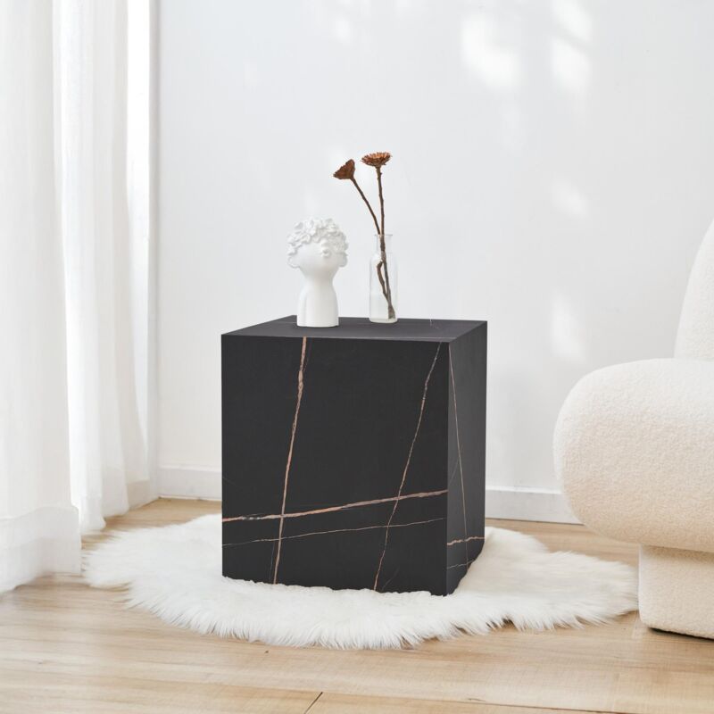 Table d'appoint Ellelu 45 x 40 x 40 cm aspect marbre noir [en.casa]