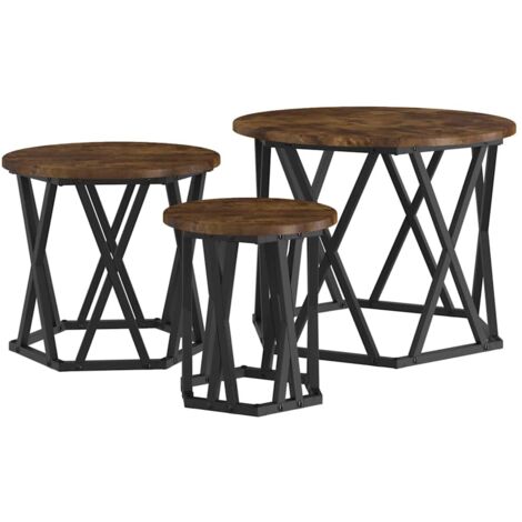 Table d'appoint empilable 3 pcs Chêne fumé CFW848104
