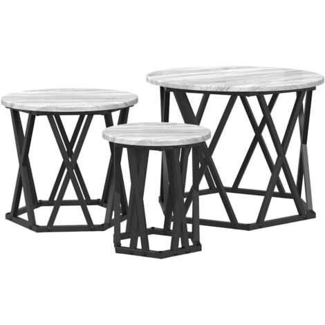 Table d'appoint empilable 3 pcs，Table basse，Table de Salon Sonoma gris 53 x 53 x 40 cm CFW15026