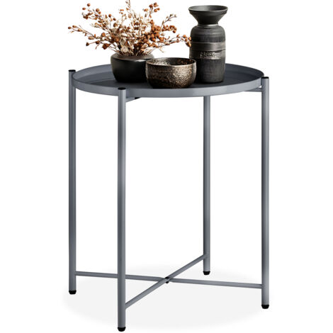Table d'appoint en acier 45,5 x 53 cm gris foncé