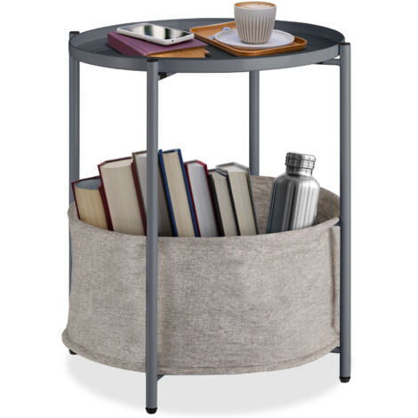 Table d'appoint en acier et polyester 45,5 x 53 cm gris foncé