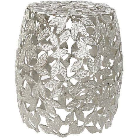 Table d'appoint en aluminium coloris argenté - diamètre 40 x hauteur 45 cm -PEGANE-