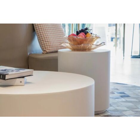 Table d’appoint en béton GFRC – Résistante aux intempéries – Design léger 45 x 45 x 51.5 cm – Pour intérieur et extérieur – Elementi