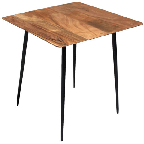 Table d'appoint en bois d'acacia coloris naturel et métal noir  -longueur 46 x profondeur 46 x hauteur 41 cm