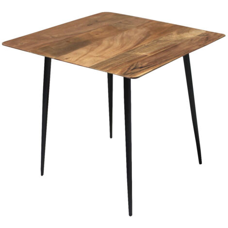 Table d'appoint en bois d'acacia coloris naturel et métal noir -longueur 55 x profondeur 55 x hauteur 46 cm