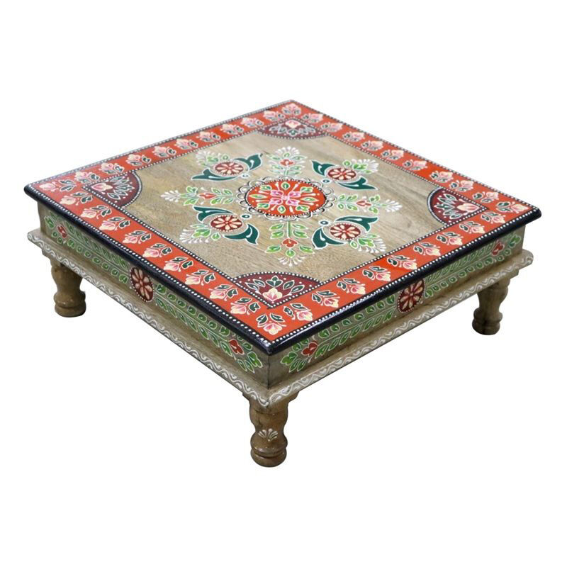 Table d'appoint en bois de manguier et mdf multicolore - longueur 40 x profondeur 40 x hauteur 15 cm Pegane