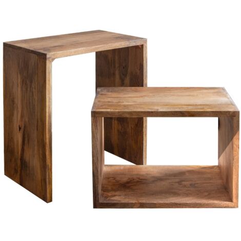 Table d'appoint en bois de manguier, style moderne et fonctionnel.