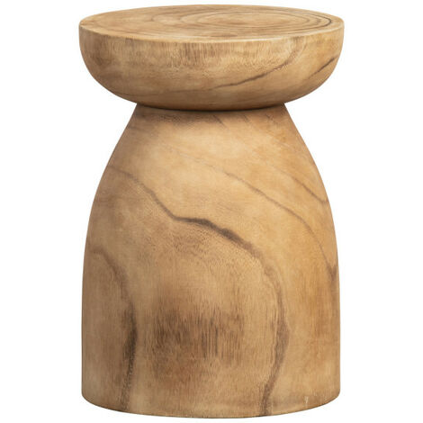 Table d'appoint en bois de paulownia ø28cm – Hauteur 32cm – Épaisseur 8cm – Design rustique naturel pour intérieur et extérieur – Whitelabel