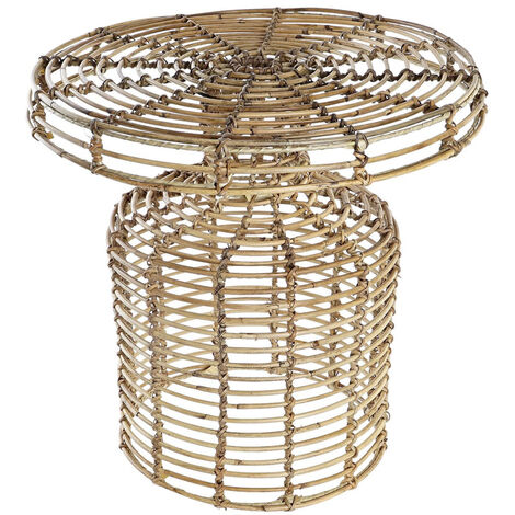Table d'appoint en bois de rotin coloris naturel - diamètre 48 x hauteur 45 cm -PEGANE-