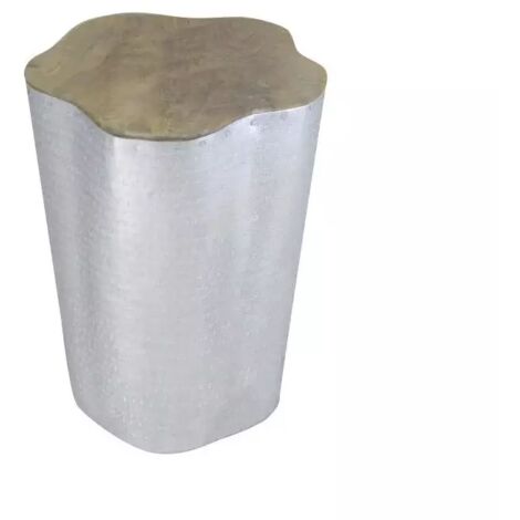 Table d'appoint en bois de teck et aluminium argenté - TRUNK
