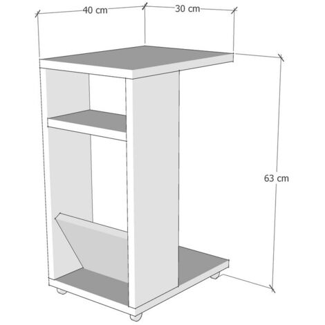 Table d'appoint en bois "Filinta" - 30 x 40 x 63 cm - Marron
