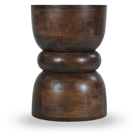 Table d'appoint en bois massif ø33,5cm - Bois foncé - PULAU