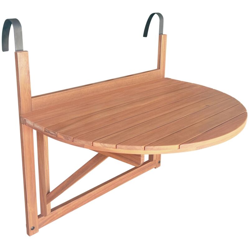 Sweeek - Table d'appoint en bois pour balcon. semi-arrondie. rabattable. hauteur ajustable - Bois