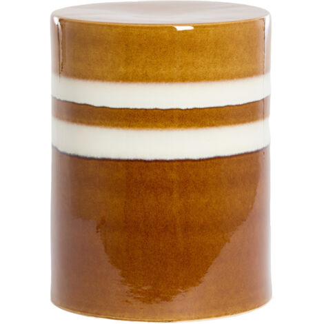Table d'appoint en céramique MOOCA cognac-blanc – Ø33x44 cm
