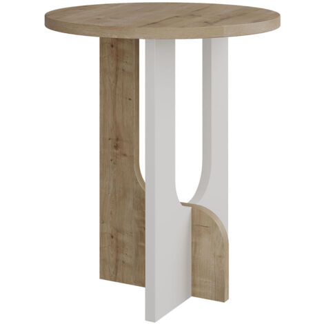 Table d'Appoint en Chêne et Blanc, 40x47x40 cm, Pour Salon ou Chambre à Coucher