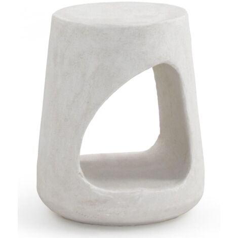 table d'appoint en ciment blanc et résine polyuréthane