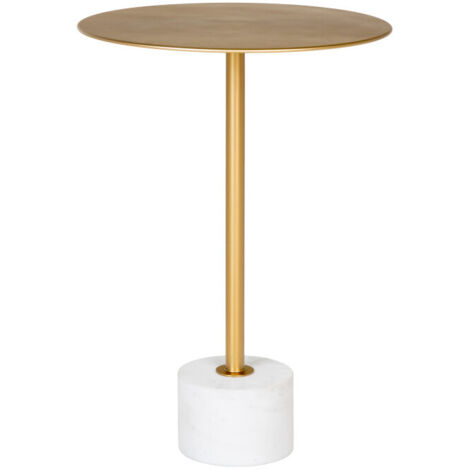 Table d'appoint en effet laiton et marbre ø41cm - Laiton - LECCO