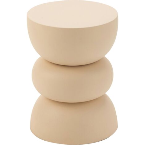 Table d'appoint en fer beige design épuré pour salon contemporain - Beige sable doux