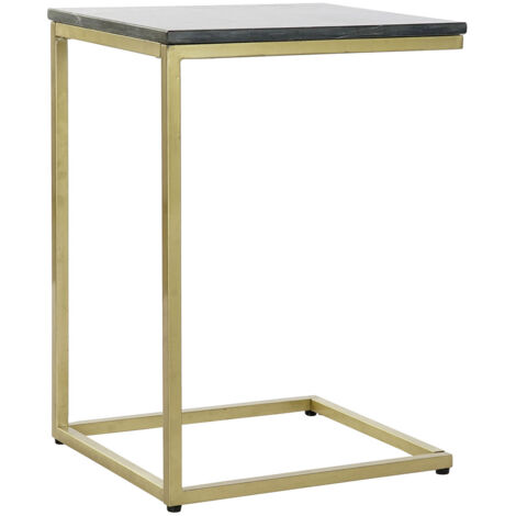 Table d'appoint en fer coloris doré et marbre noir - longueur 40 x profondeur 46 x Hauteur 65 cm