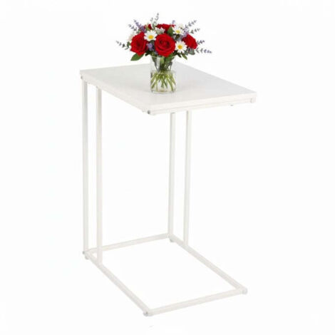 Table dappoint en forme de c - plateau effet bois structure en metal