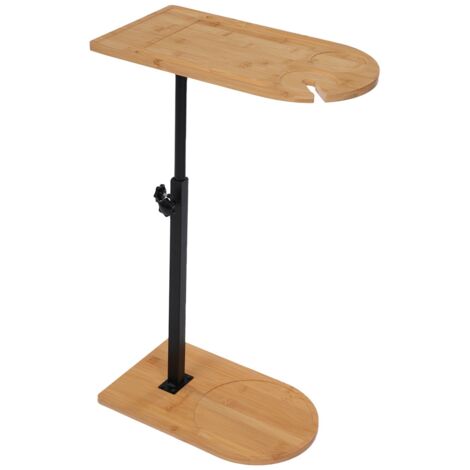 Table d'appoint en forme de C, table basse et table de chevet réglable en bambou, table multifonctionnelle pour le salon, la chambre à coucher et la salle de bain, peu encombrante grâce à ses comparti